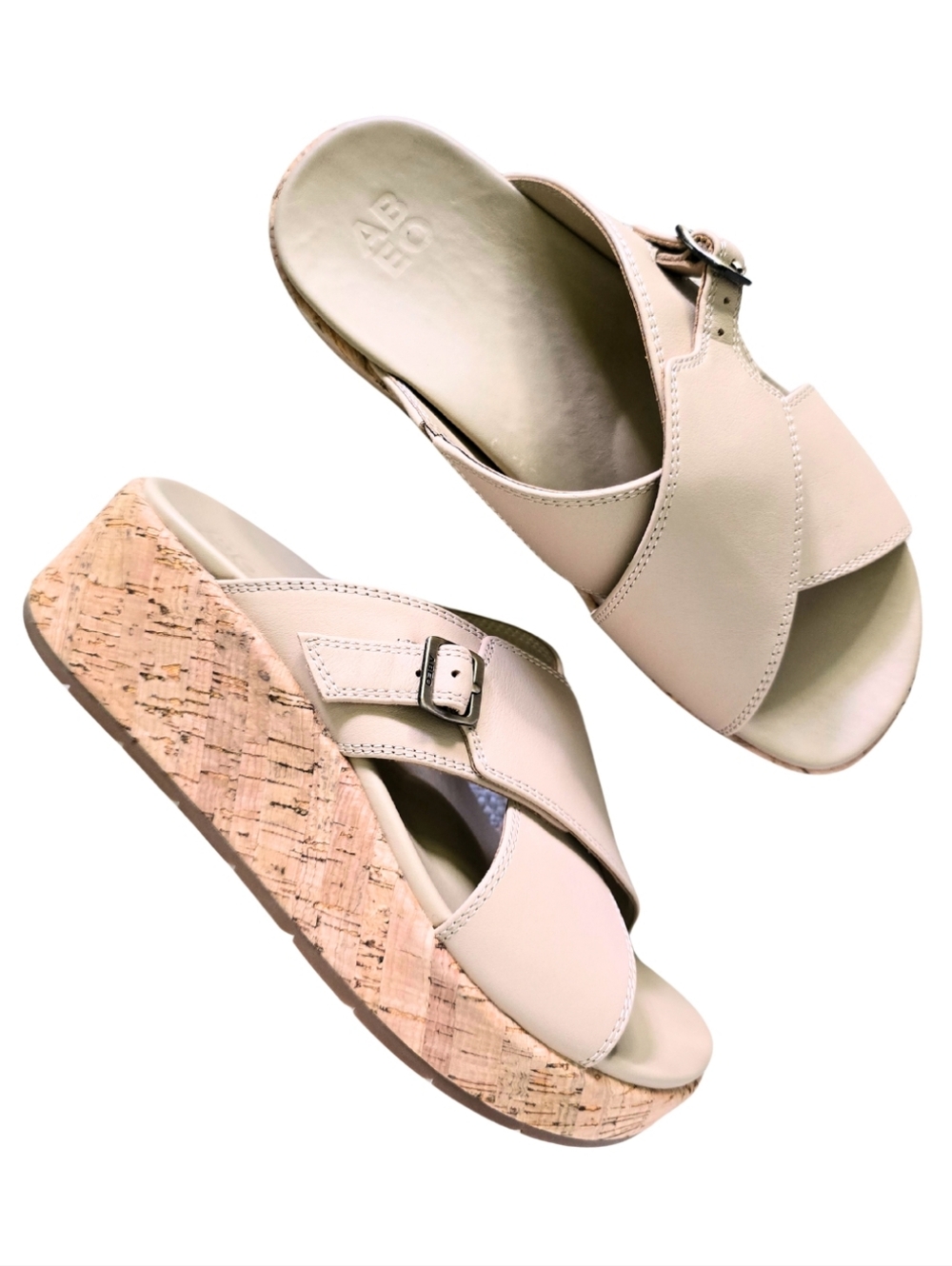 ABEO Dylan 2351 Solstice Cross Slide Metatarsal Cuban Sand Cork Wedge Sandal 7.5 - Picture 2 of 12